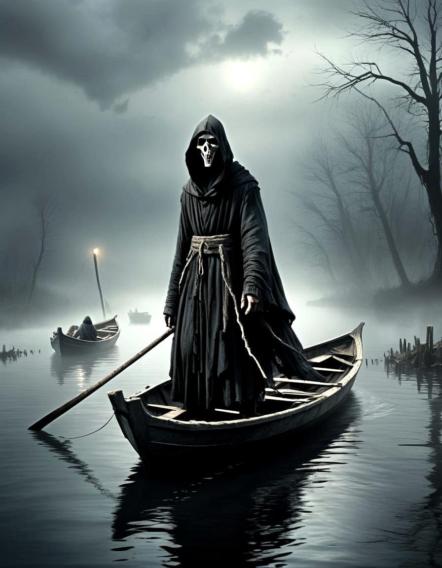 Photorealistic Charon Navigates the River Styx