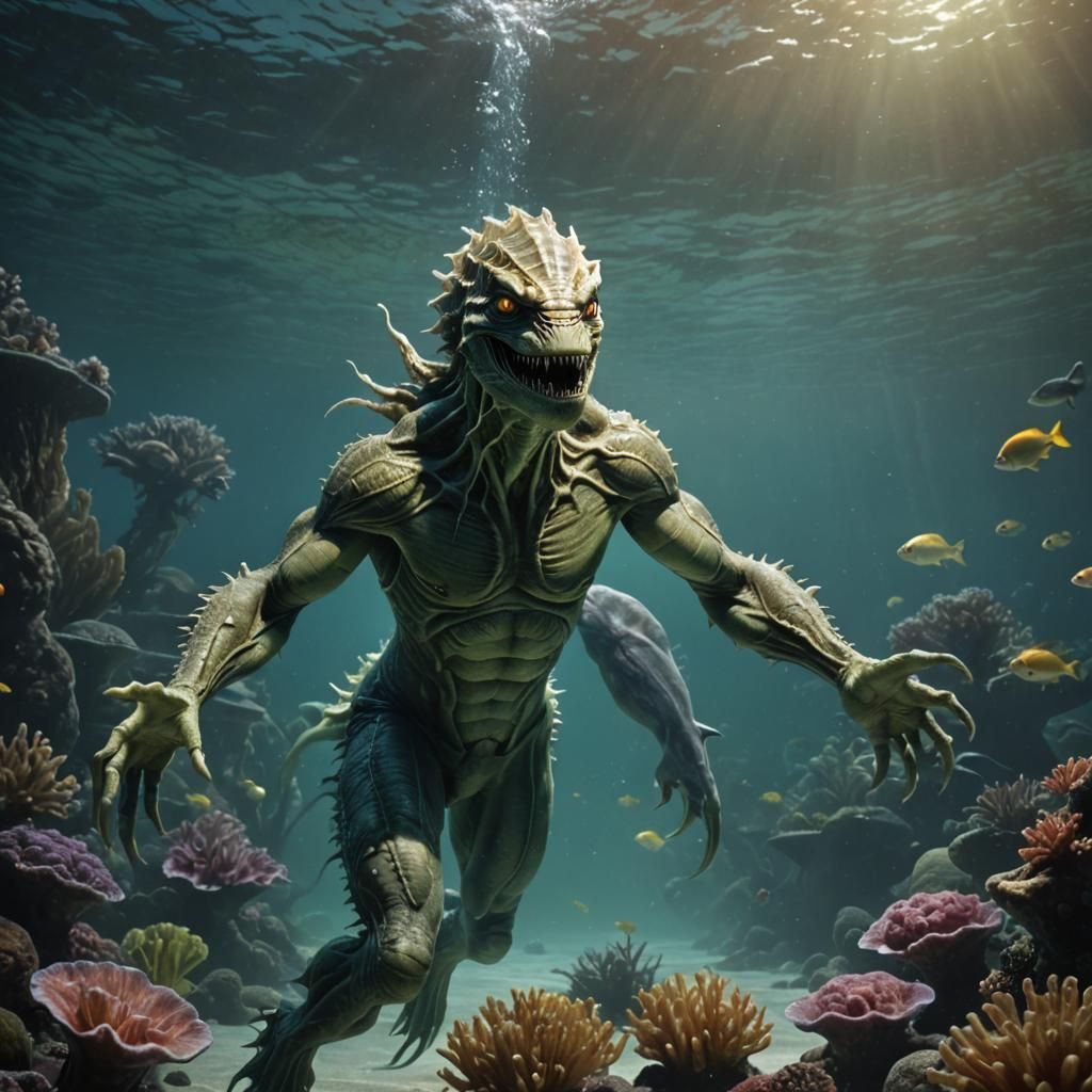 Handsome Sea Creature in Hyperrealistic Style