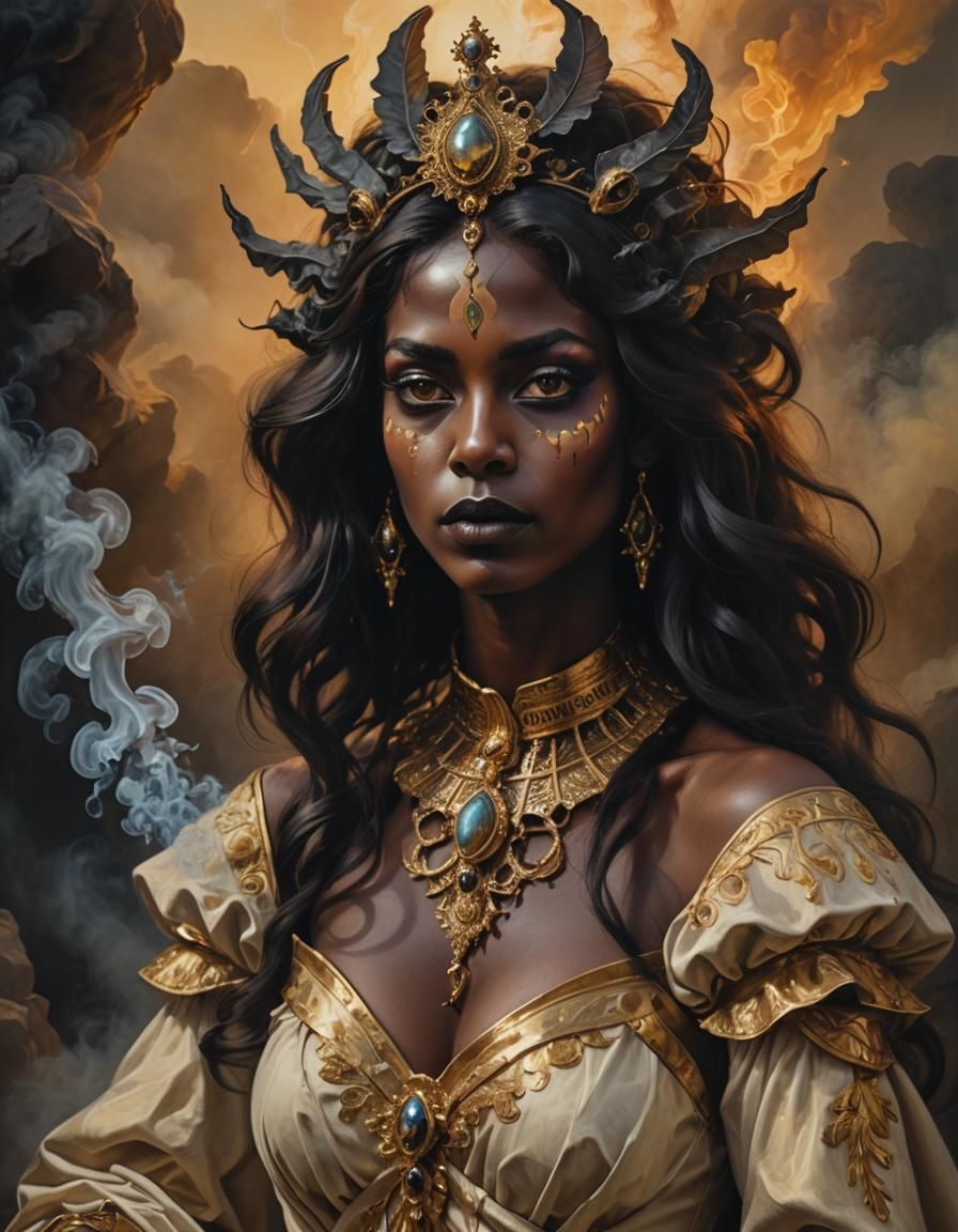 Alien Princess Portrait in Baroque Oil Painting Style