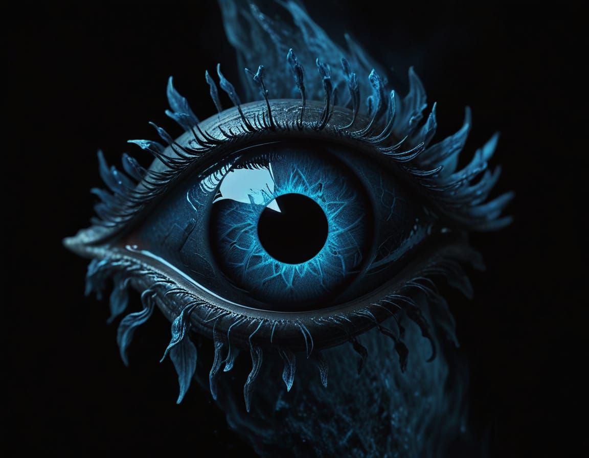 Ancient Blue Evil Eye Symbol: Minimalist Digital Art