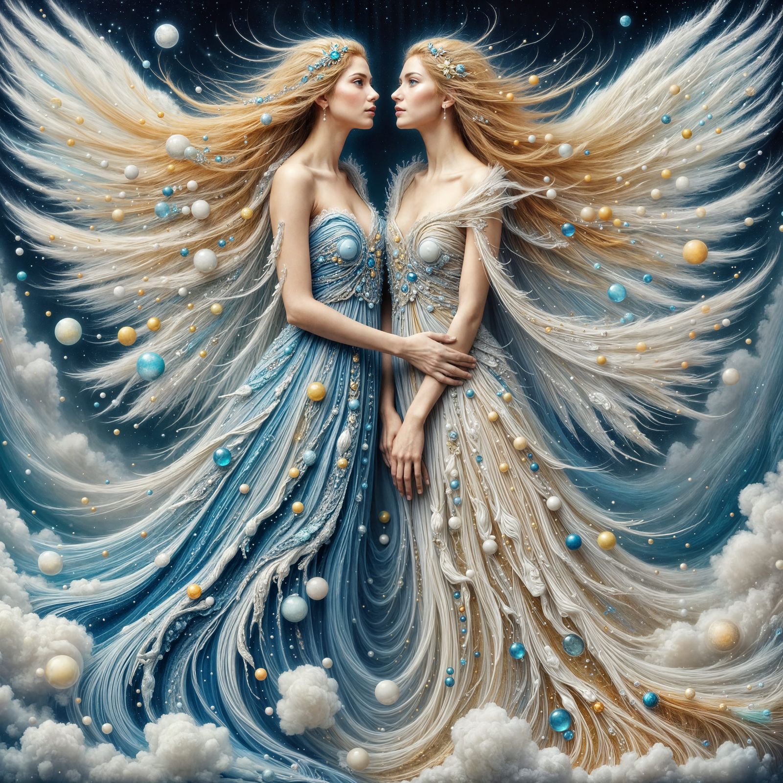 Gemini Goddesses in Fantasy Art Style