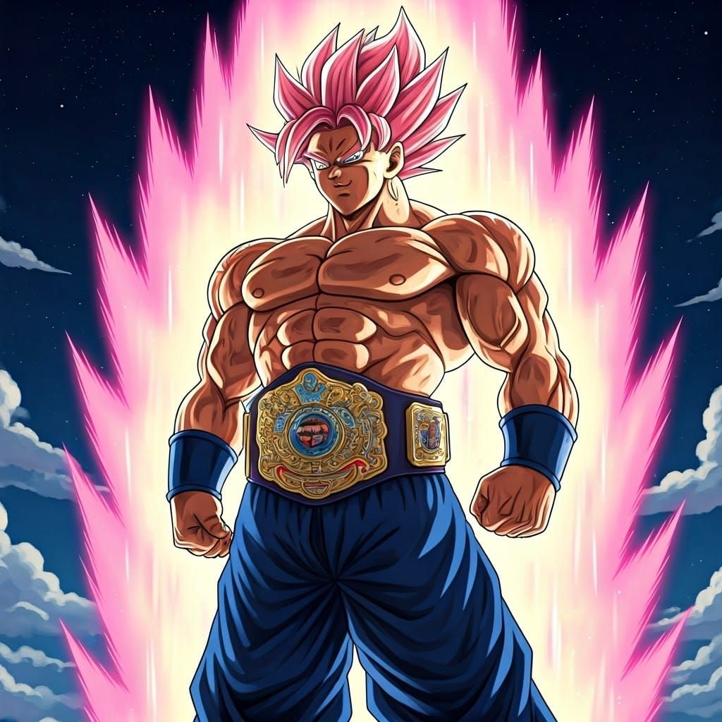 Saiyan Wrestler Powers Up in Anime Action Shot