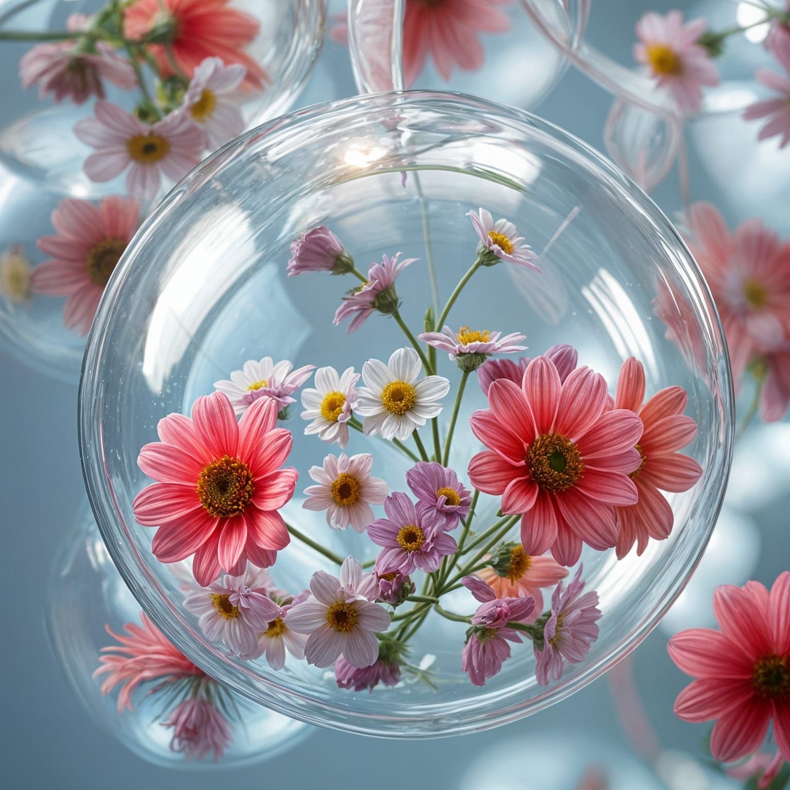 Flowers in Glimmering Balloons: A Study in Transparency