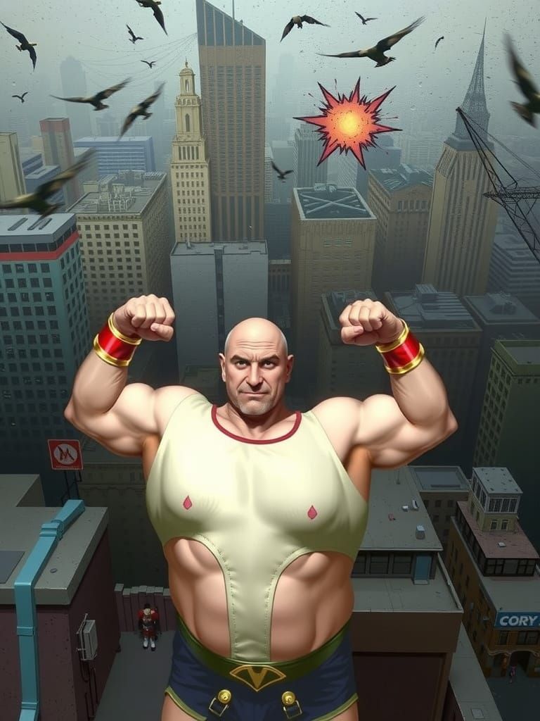 Dynamic Comic Book Bodybuilder Hero