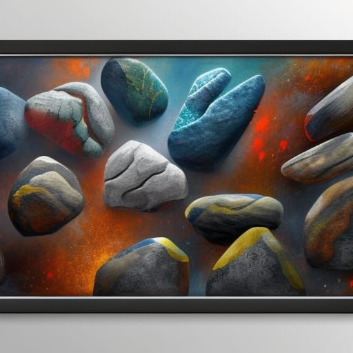 Artist Acrylic Painted Rocks in Fantasy Concept Art
