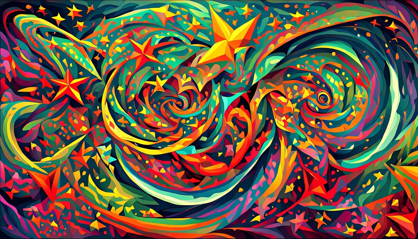 Abstract Cosmic Hurricane of Impasto Oil Paint