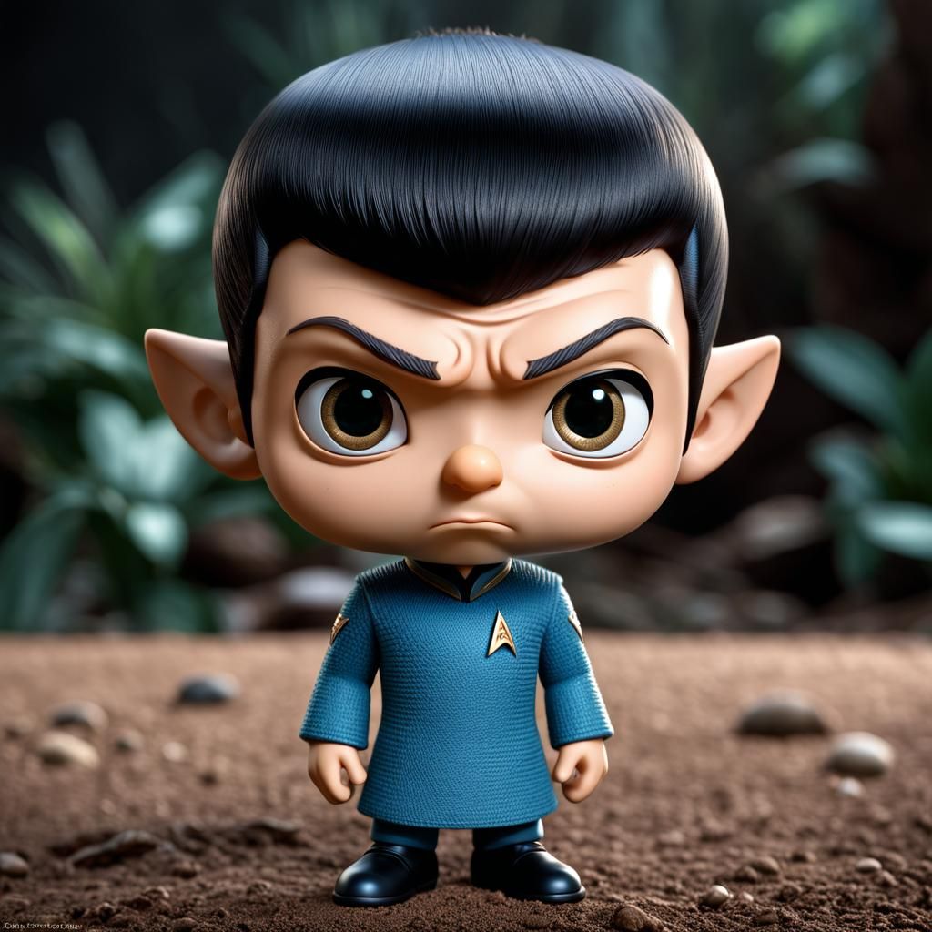 Hyperrealistic Chibi Mr. Spock with Large Head