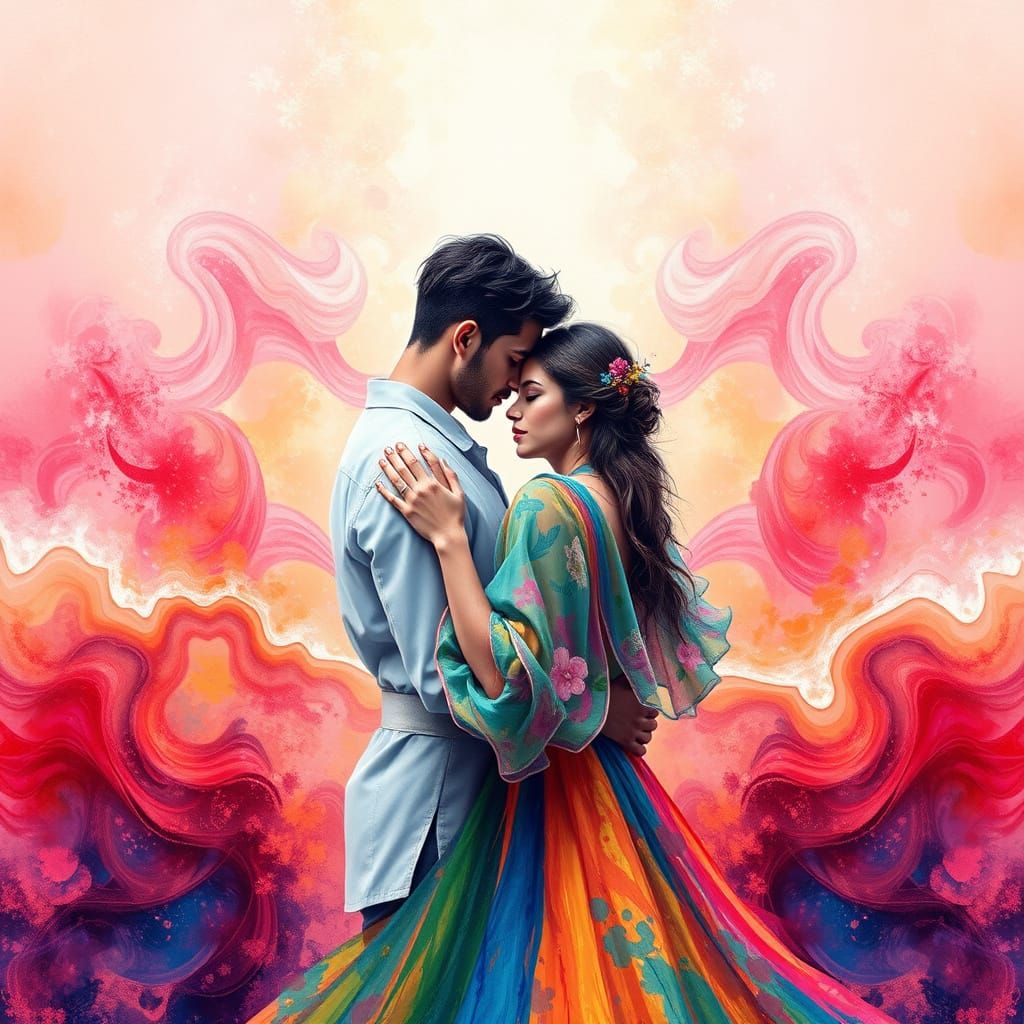 Ein Liebes Akt trending on Artstation Unreal Engine 3D shading shadow depth in Gouache Style, Watercolor, Museum Epic Im...