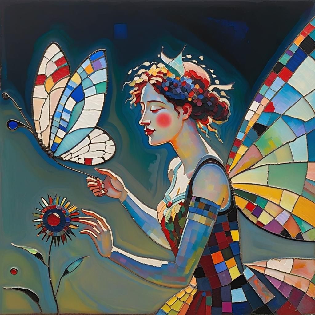 Joyful Fairy: Abstract Impasto Oil Painting