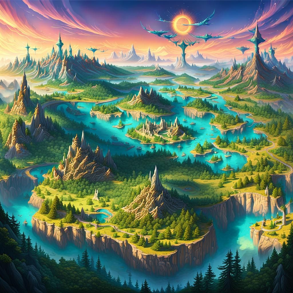 Panoramic Fantasy Landscape Matte Painting