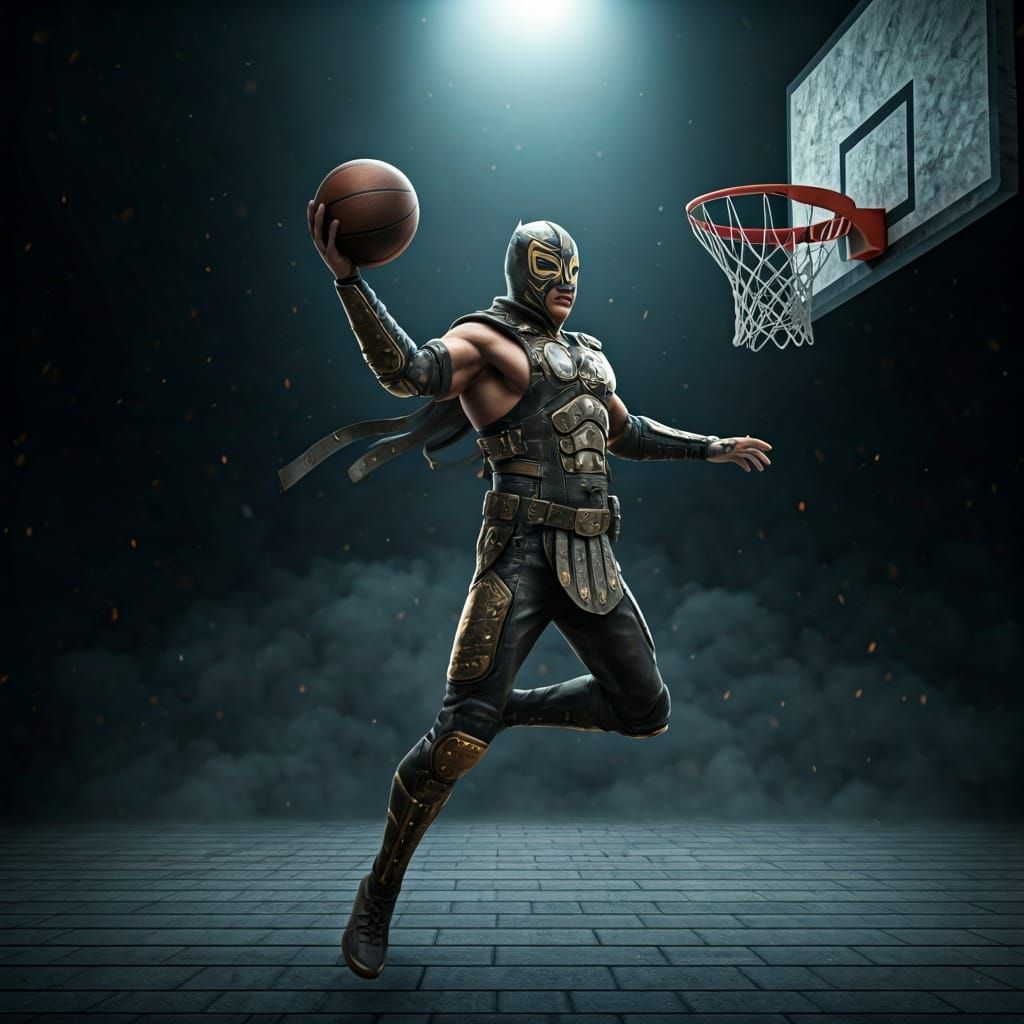 Luchador's Slam Dunk on Ancient Court