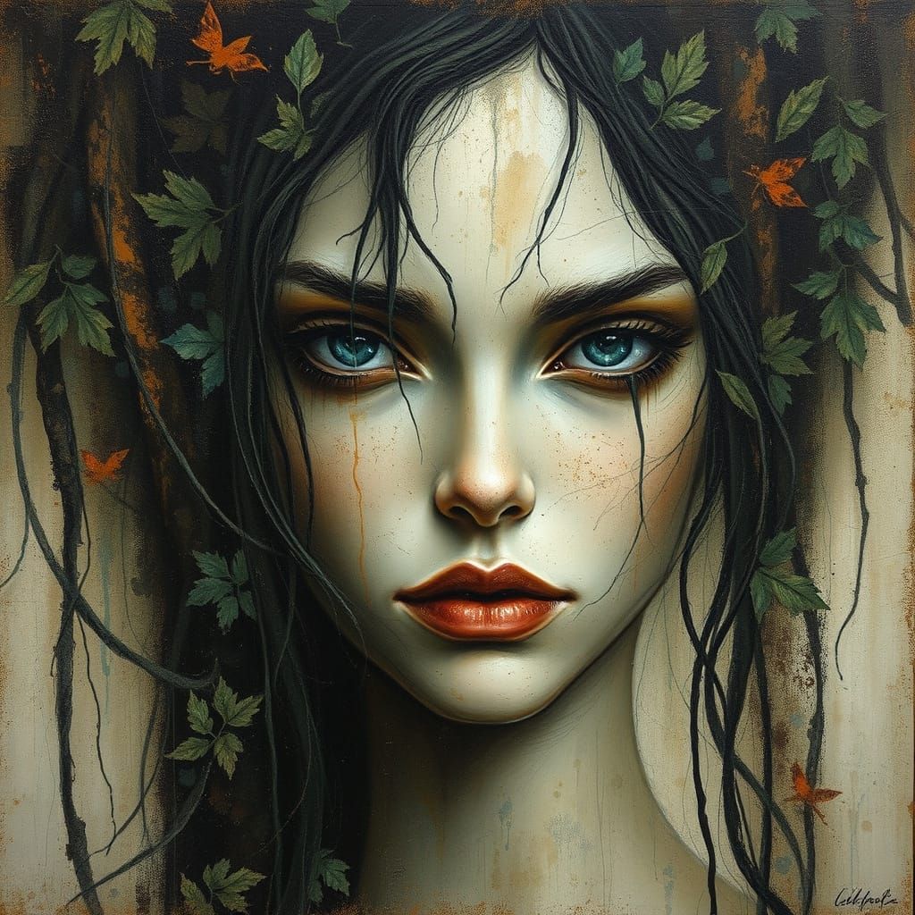 Resplendent Warrior in Weathered Forest Portrait