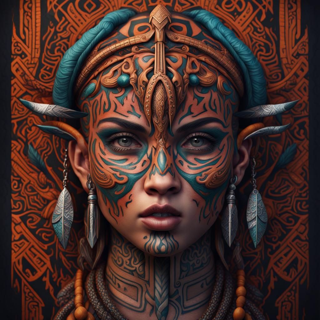 Tribal Tattoo Design: October 4, 2023, Detailed Matte Painti...