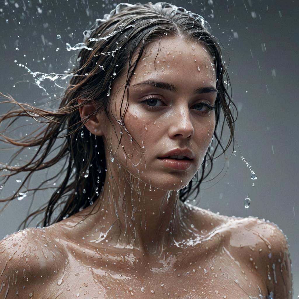 Waterfall Goddess in Shimmering Aura