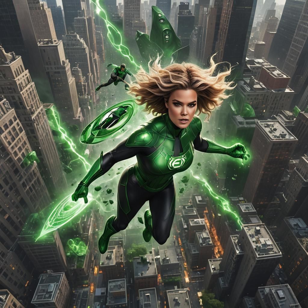 Khloe Kardashian as Green Lantern in Fantasy Art