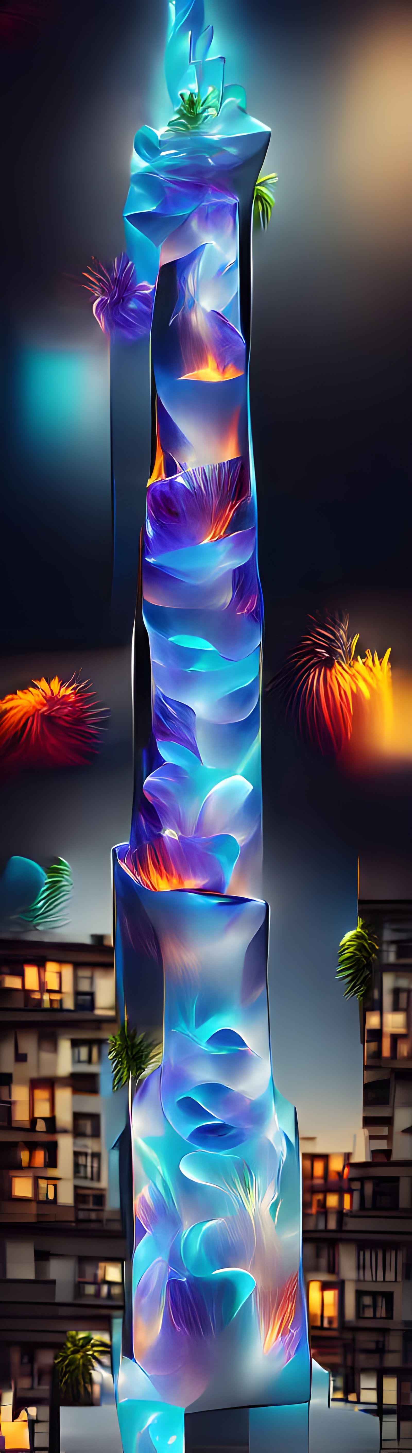 Chihuly Glass Monolith: 8K Resolution Art