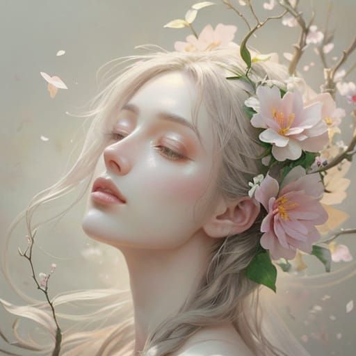 Ethereal Flower Garland Floating in Void