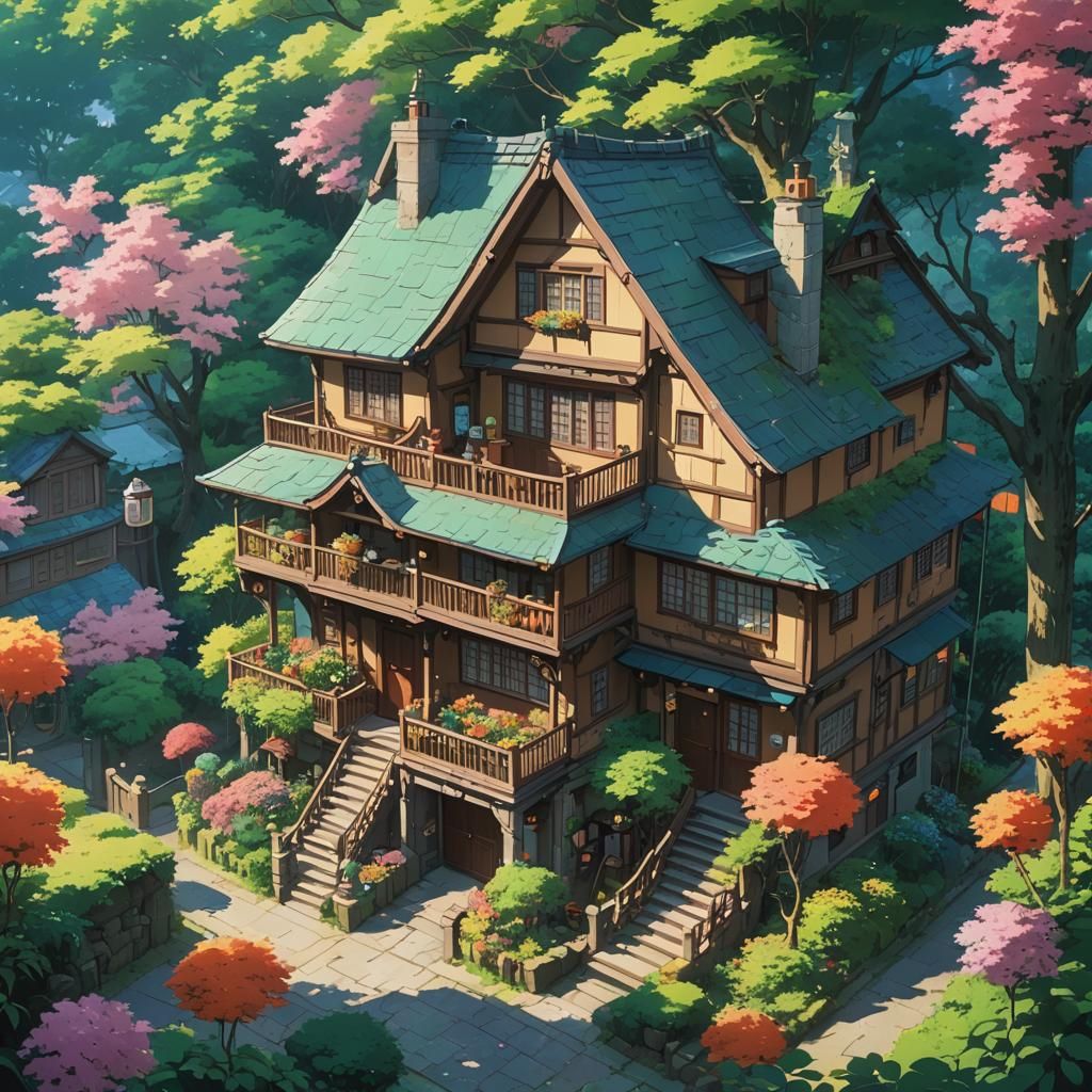 Anime Candy House in Studio Ghibli Style