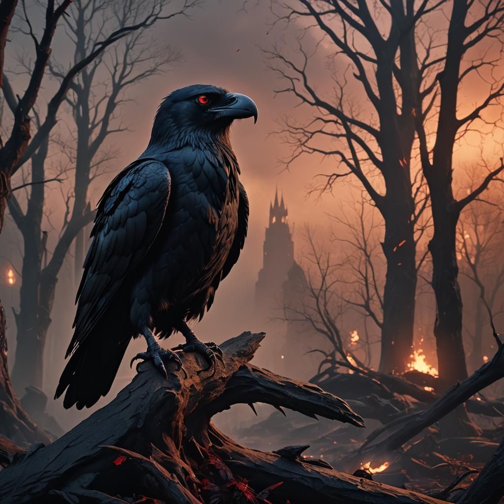 Raven-Headed Panther in Dark Academia Style