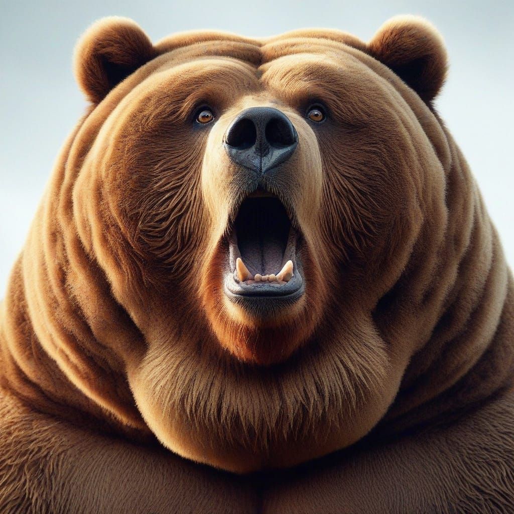 Giant Kodiak Bear in Intense Portrait, Macro Photography, Hy...