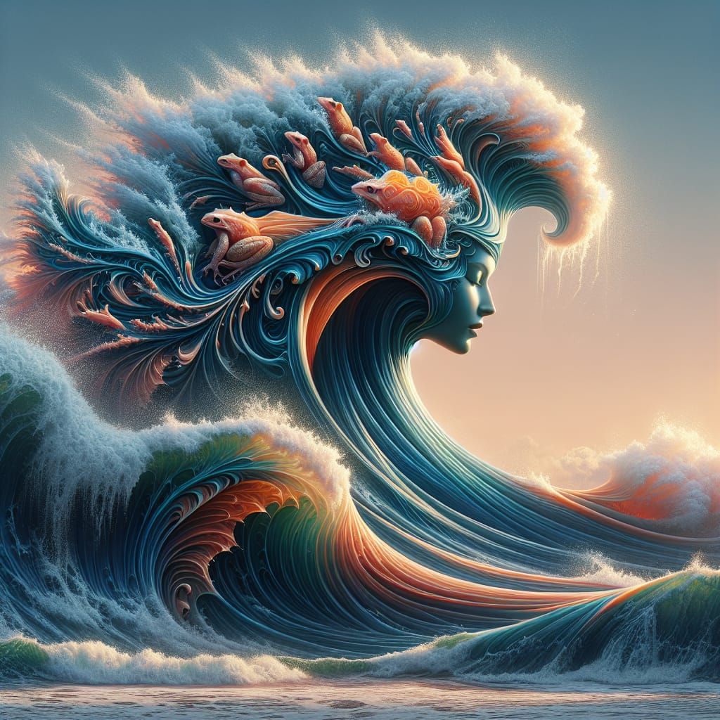 Goddess Wave Crashing: A Precisionist Illustration