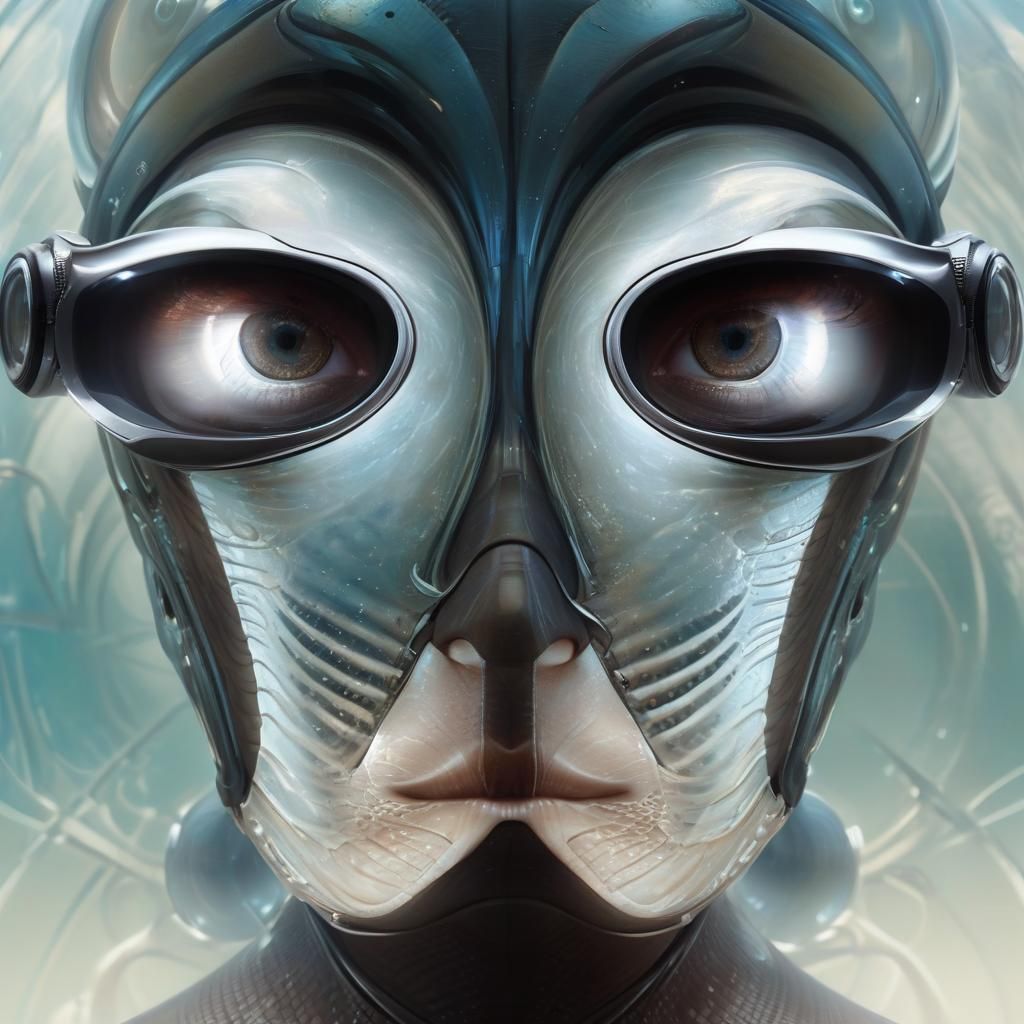 Snail Shell Hybrid Woman with Futuristic Goggles