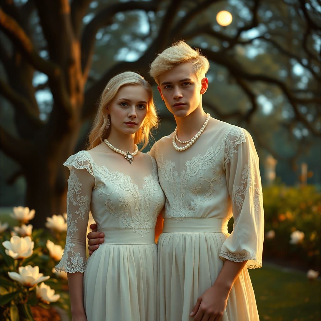 Southern Belle Romance in Moonlit Garden