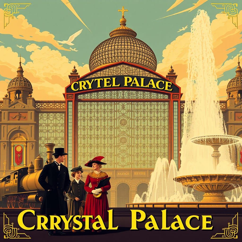 Retro Travel Poster of the Crystal Palace