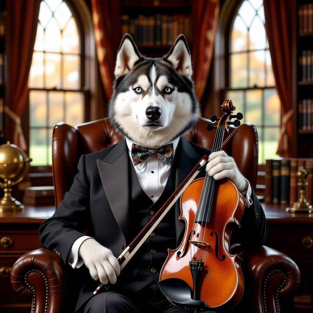 Alaskan Husky Gentleman in Rembrandt Portrait Style