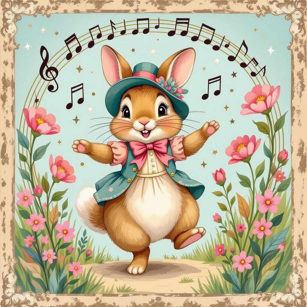 Dancing Caterpillar in Beatrix Potter Style