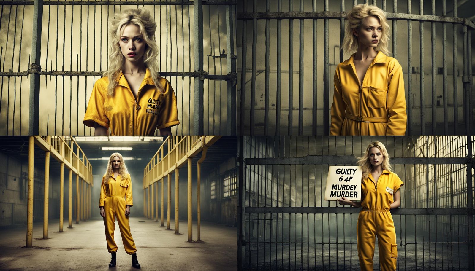 Cinderella in Prison Jumpsuit: Realistic, Detailed Portrait
