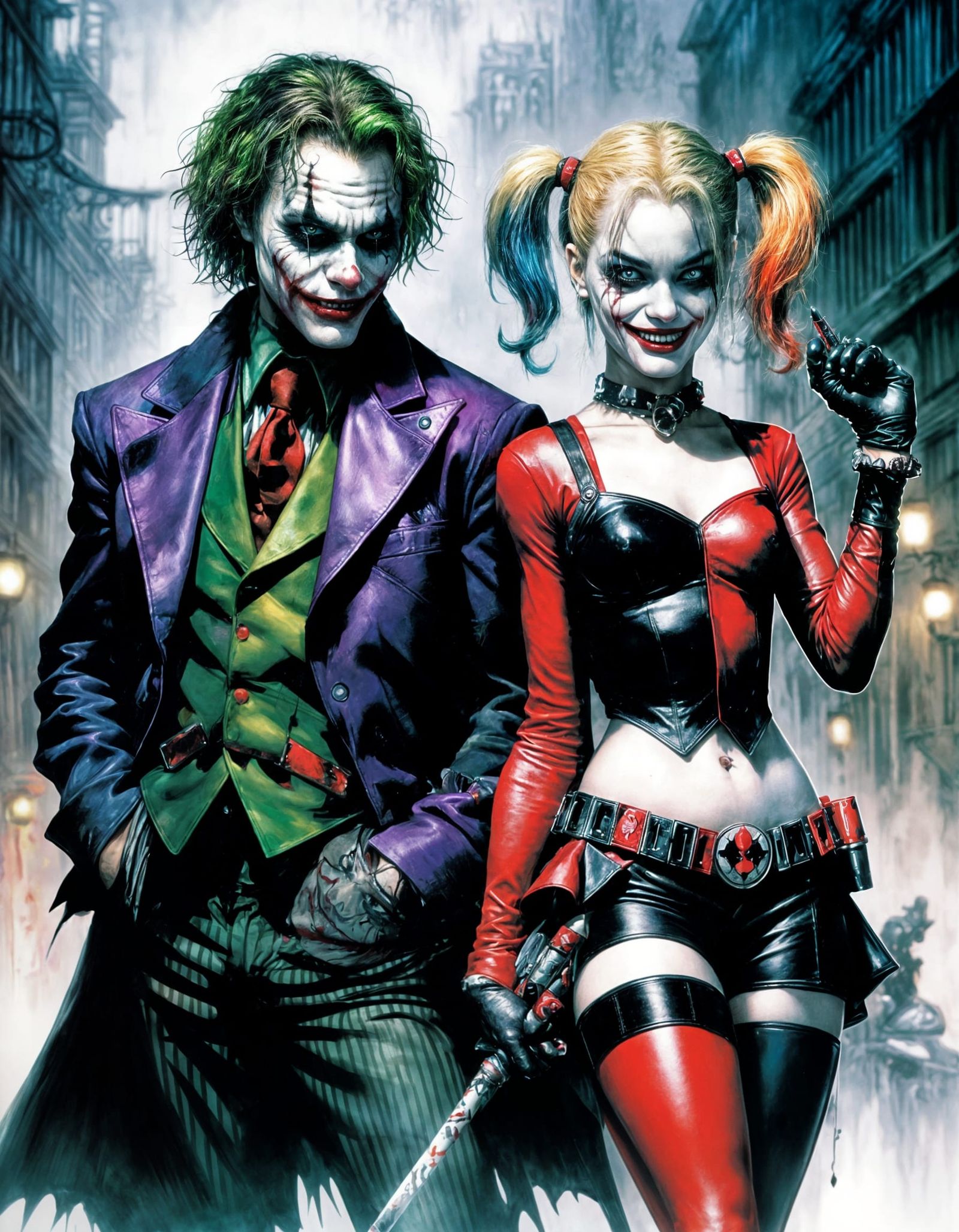 Joker and Harley Quinn in Comic Art Style