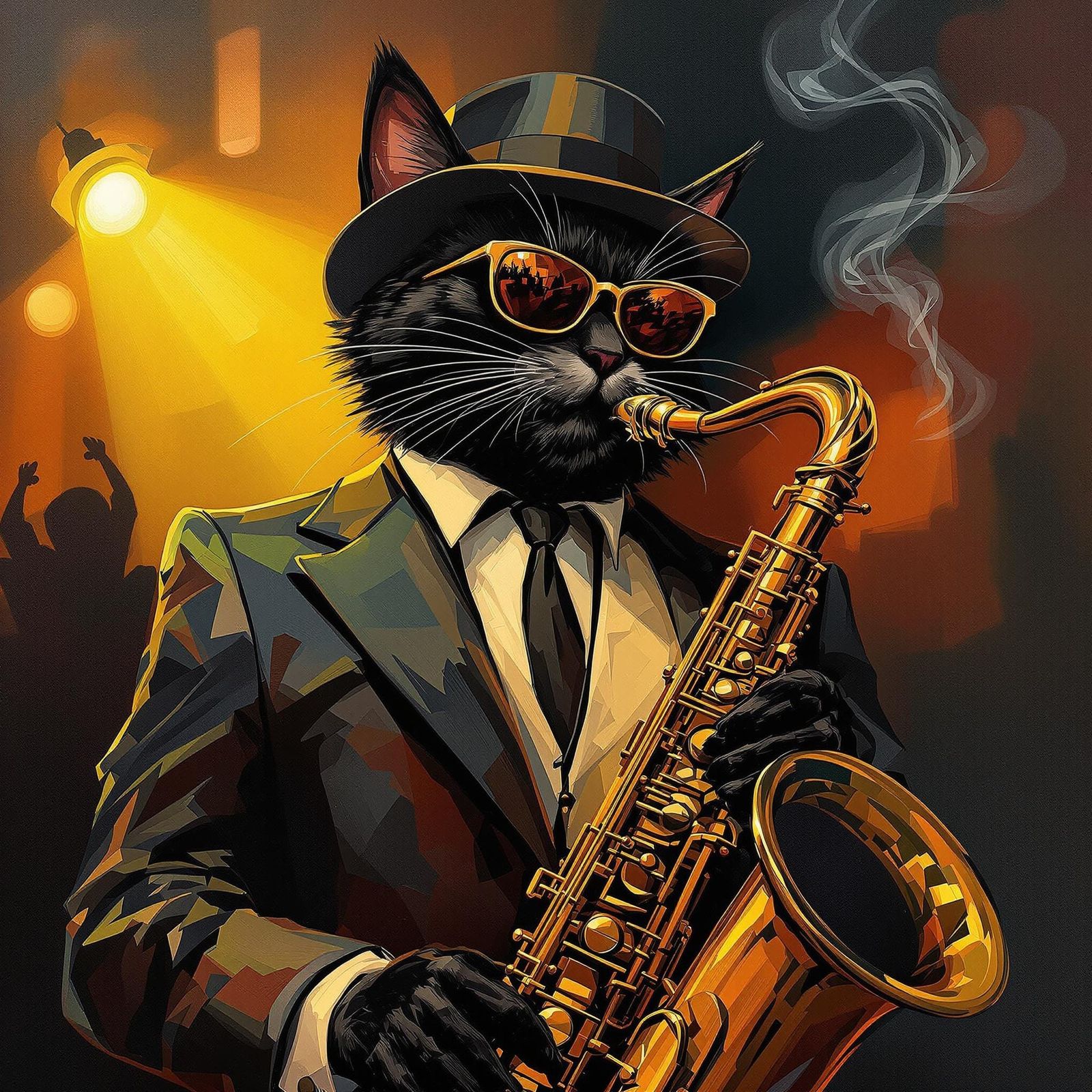 Jazz Cat in Zoot Suit, Inspired by Oil Painting