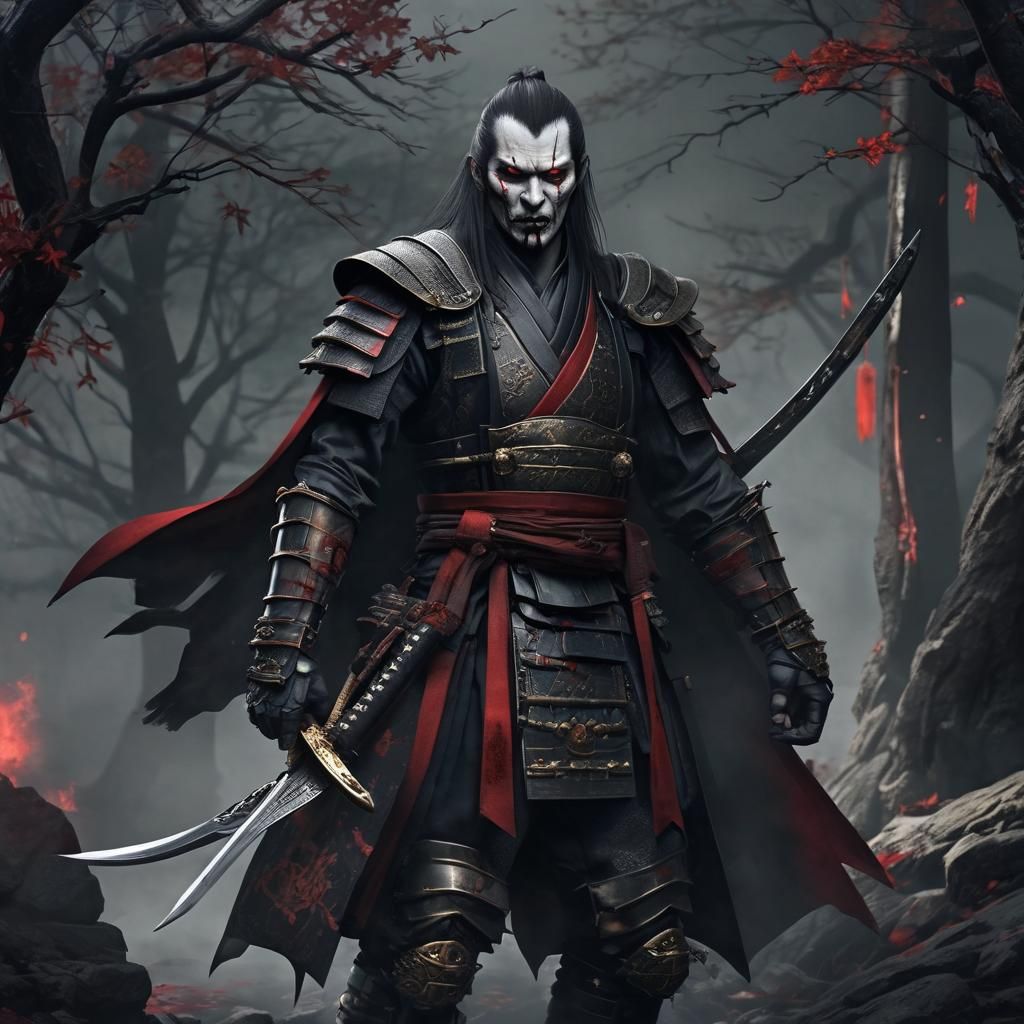 Vampire Samurai Warrior in Dark Fantasy Style