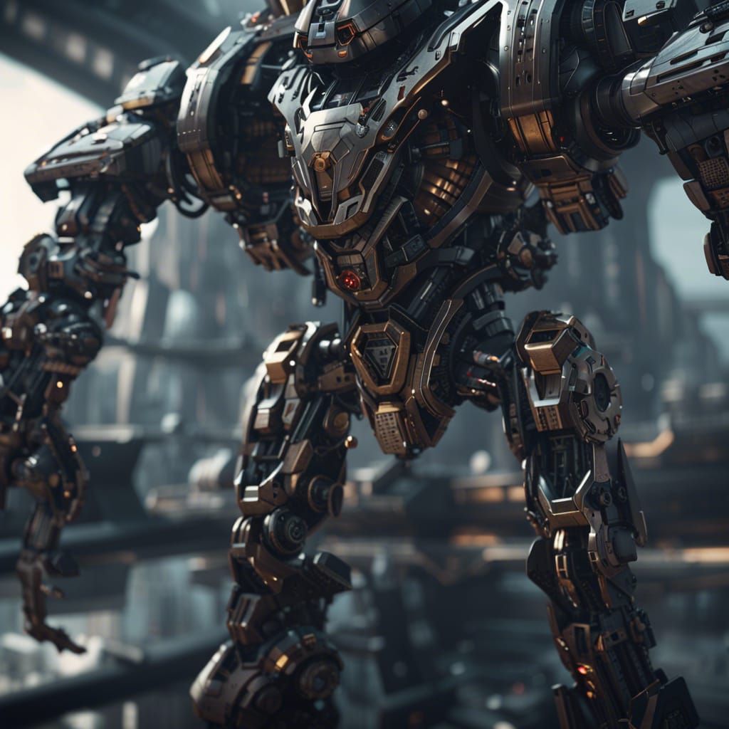 Futuristic Mech War in Cinematic Sci-Fi Style
