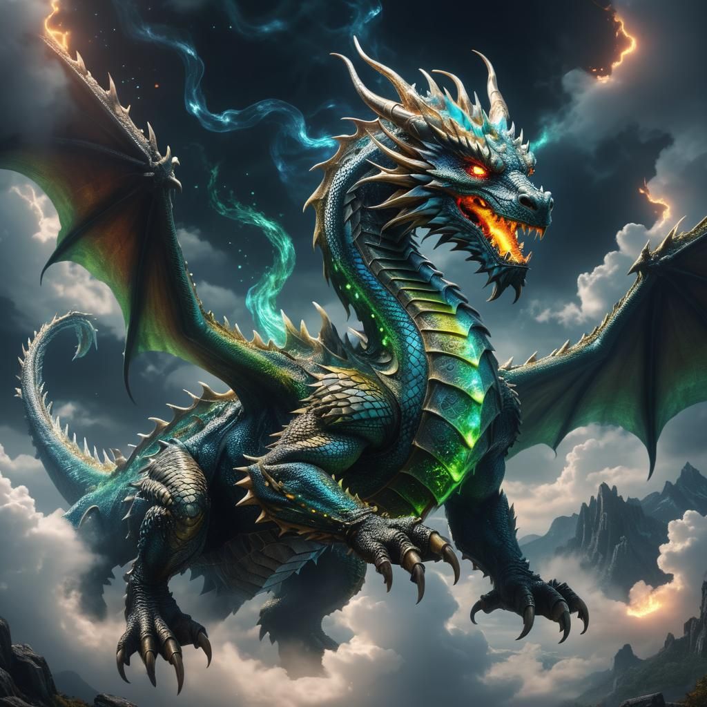 Glowing Magical Dragon in Hyperrealistic Detail