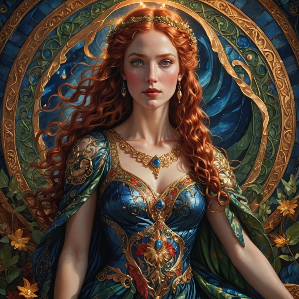 Aphrodite Portrait in Raphaelite Style with Candlelight