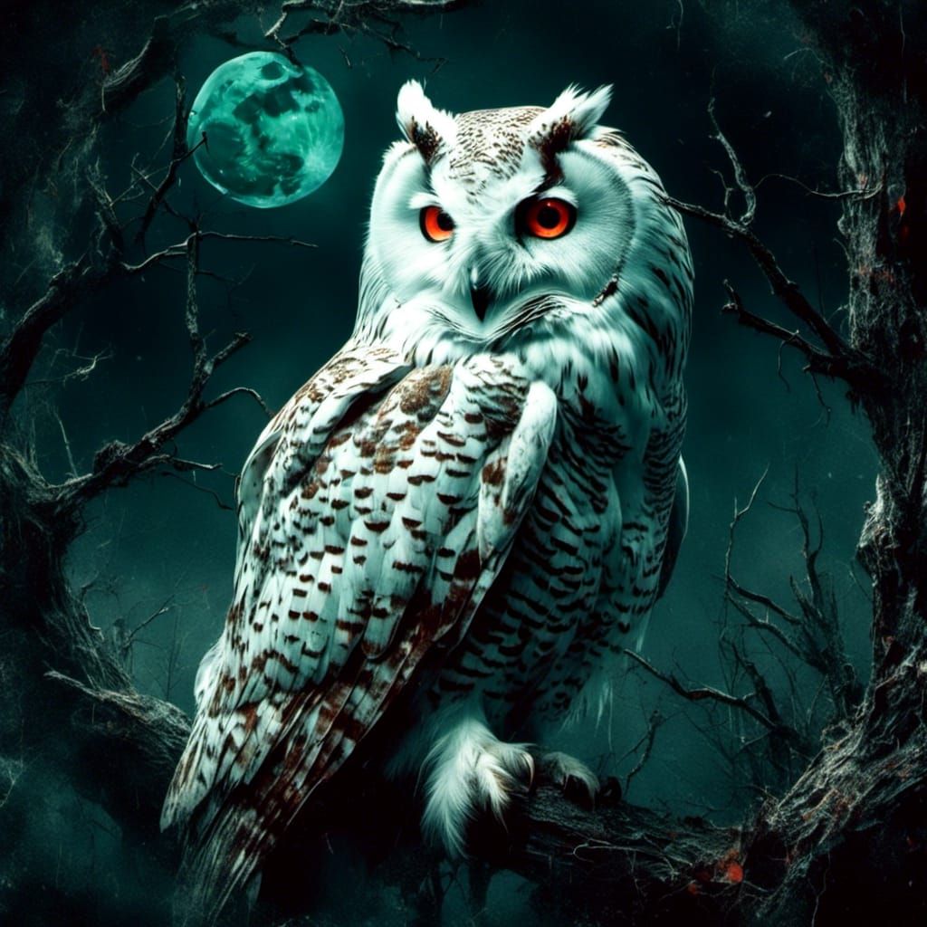 Spectral White Owl in Silent Shadows