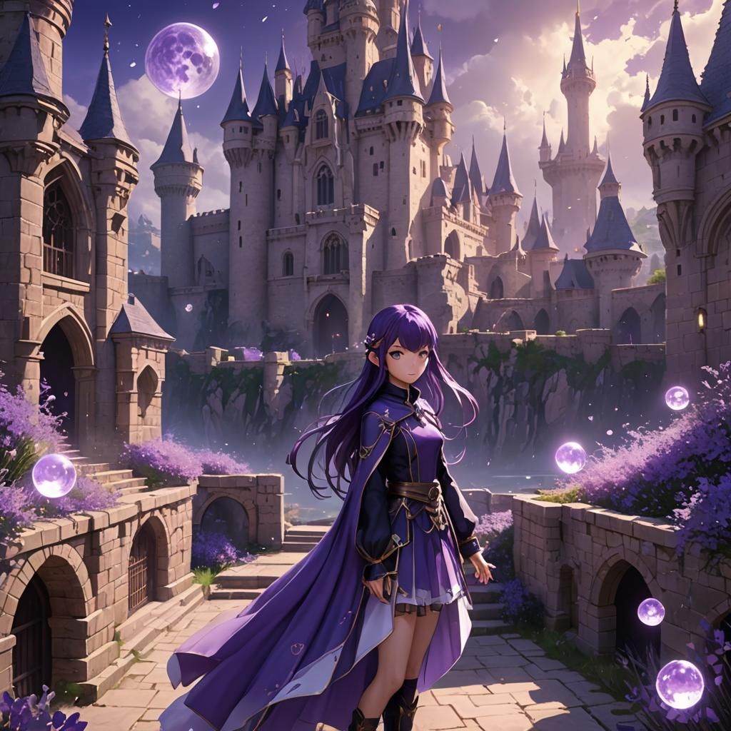 Anime Girl Iris in Amethyst Fortress