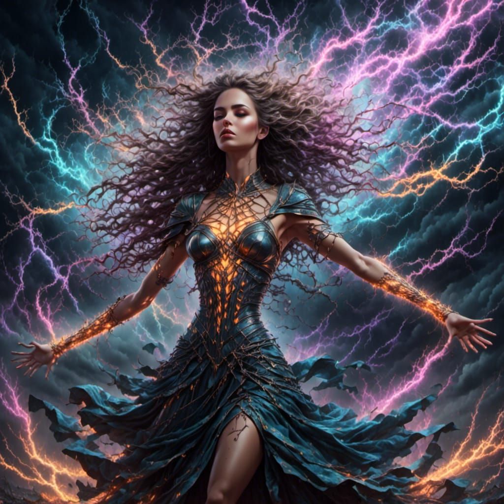 Goddess Creates Storm with Lightning