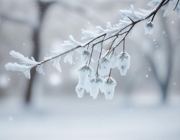 Frosty Day Snowing: Bokeh and Telephoto