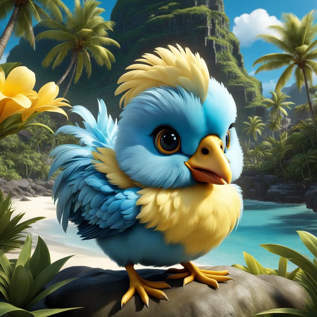 Pastel Chibi Dodo Bird on Mauritius, Baroque Art