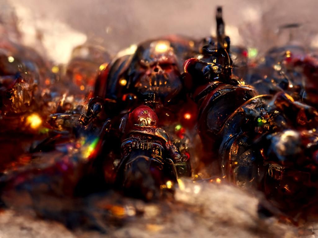 Space Marine Battles Chaos Daemons in Hyperreal Style
