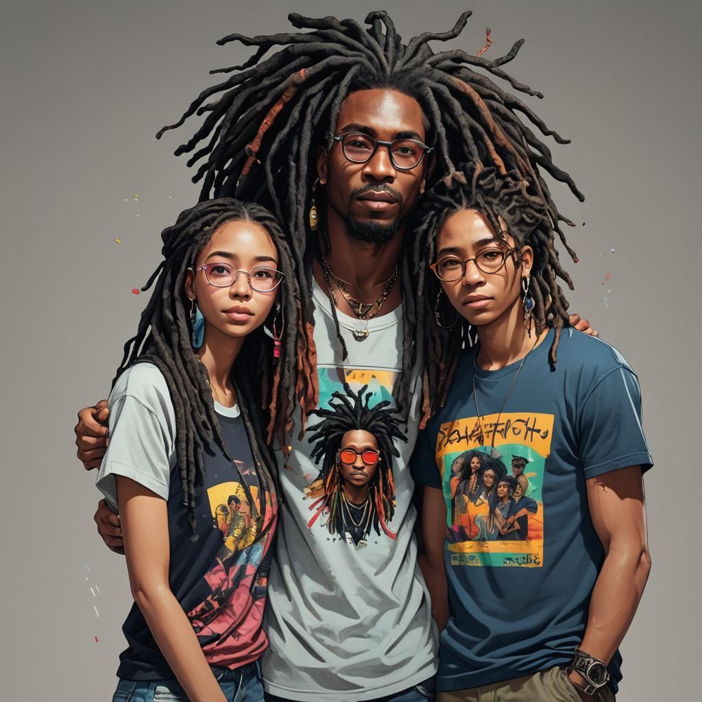 Stylish Couple in Japanese Sketch Style Remix