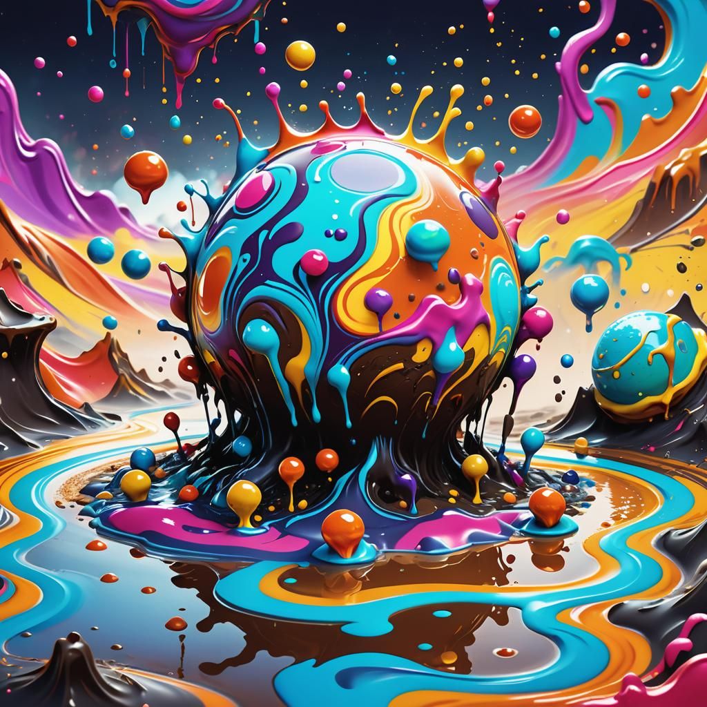 Liquid Earth Elementals Dancing in Candy Swirls