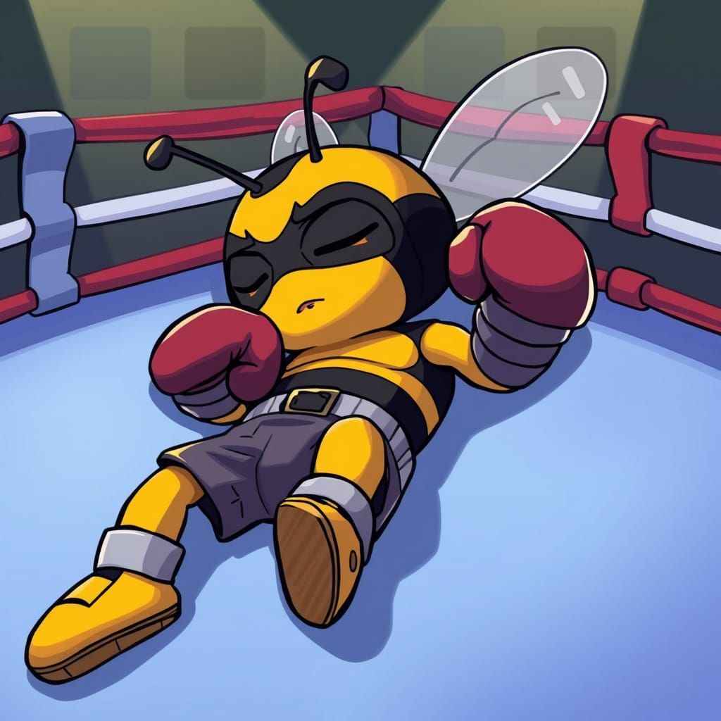 Cartoon Bee Boxer Knockout in 2D Animation