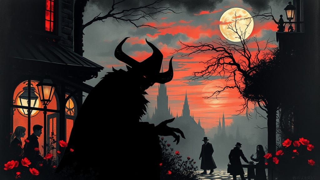 Steampunk Vampire in a Night Cafe