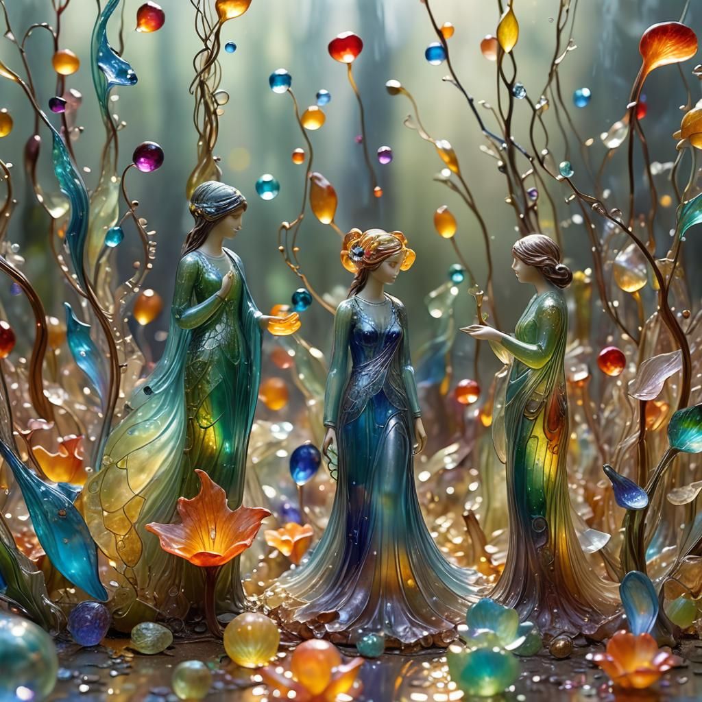 Ethereal Glass Figurines in Iridescent Colors