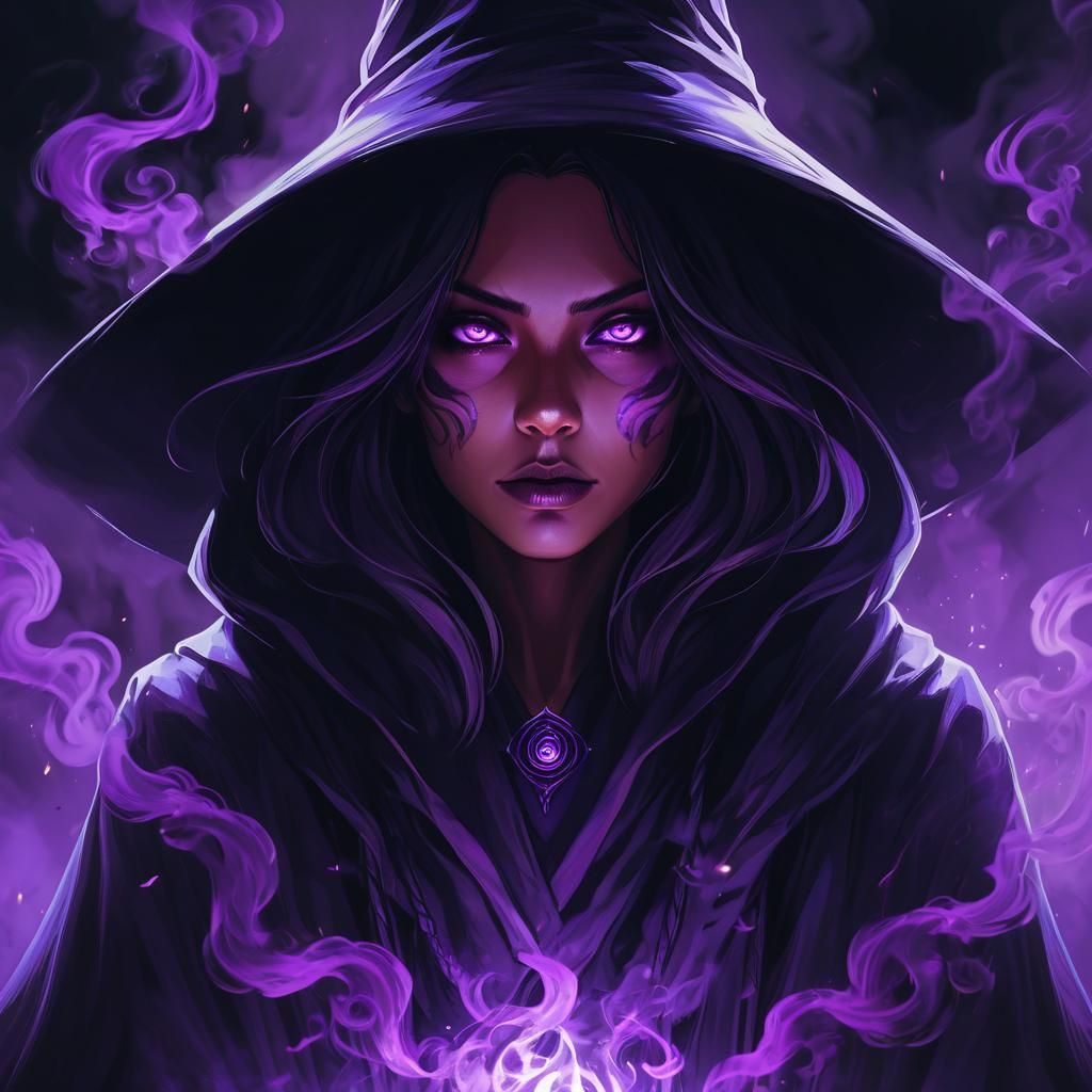 Mystical Witch Portrait in Anime Style