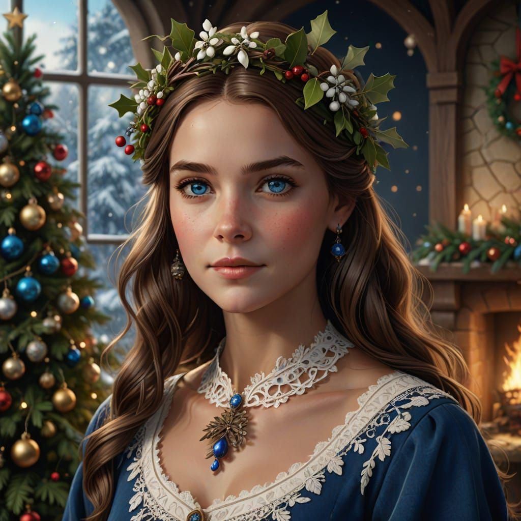 A portrait of Paula on the Christmas day.